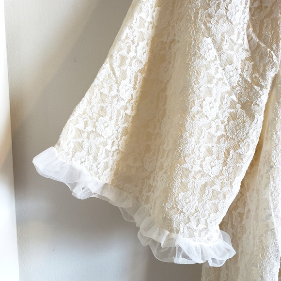 Marie Claire Vintage House Coat Cream Lace 100% Nylon Line Snap Closure Woman 48 - Picture 6 of 11